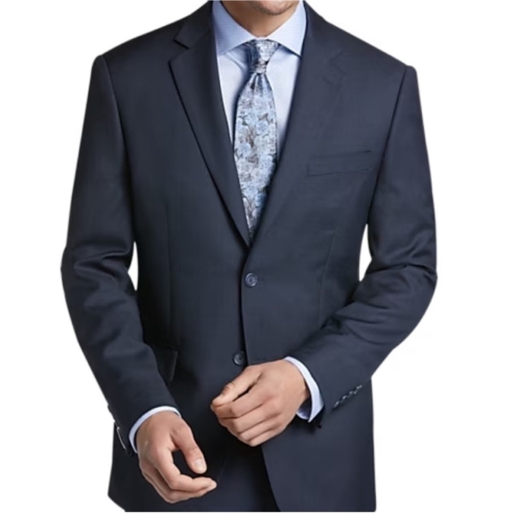 Pronto Uomo Platinum navy blue wool double button blazer jacket size 40 regular
